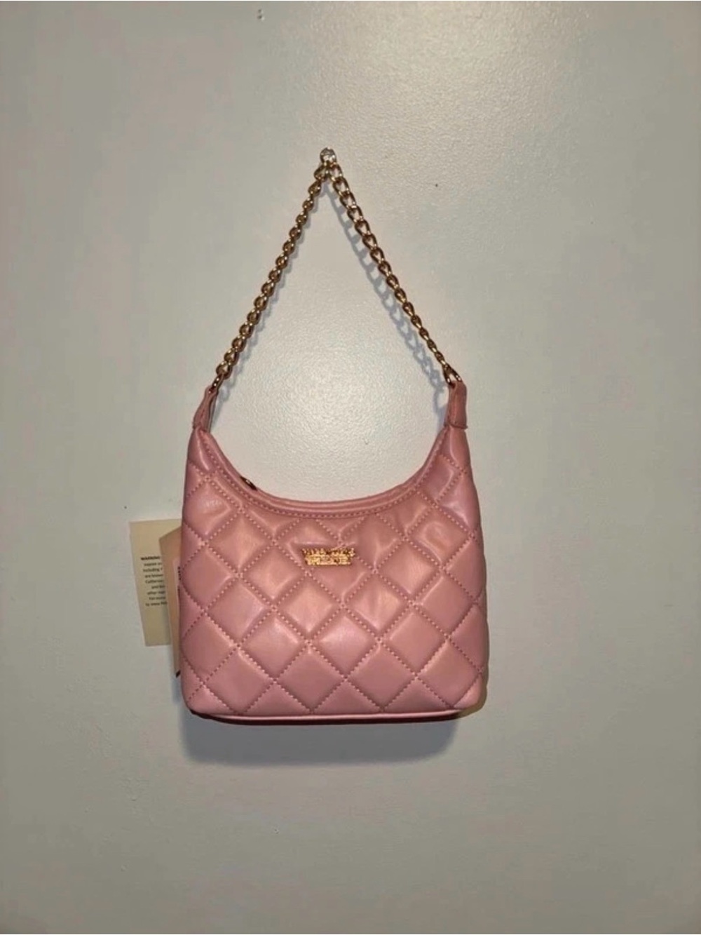 Valentino Orlandi Pink Quilted Vegan Leather Chain Shoulder Bag NWT